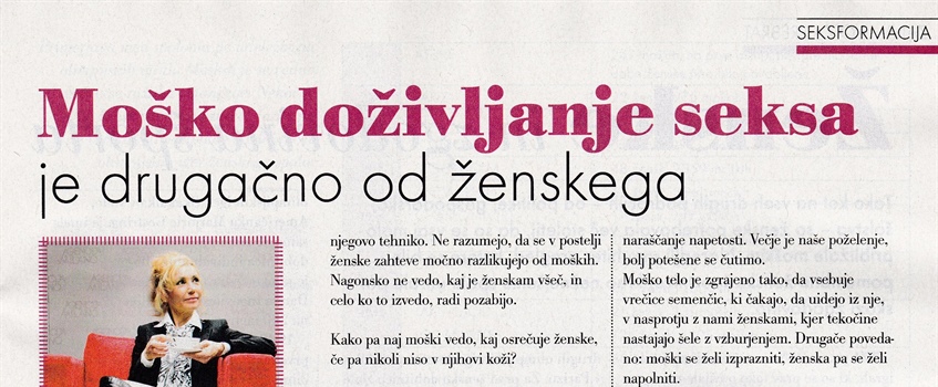 Moško doživljanje seksa  je  drugačno  od ženkega